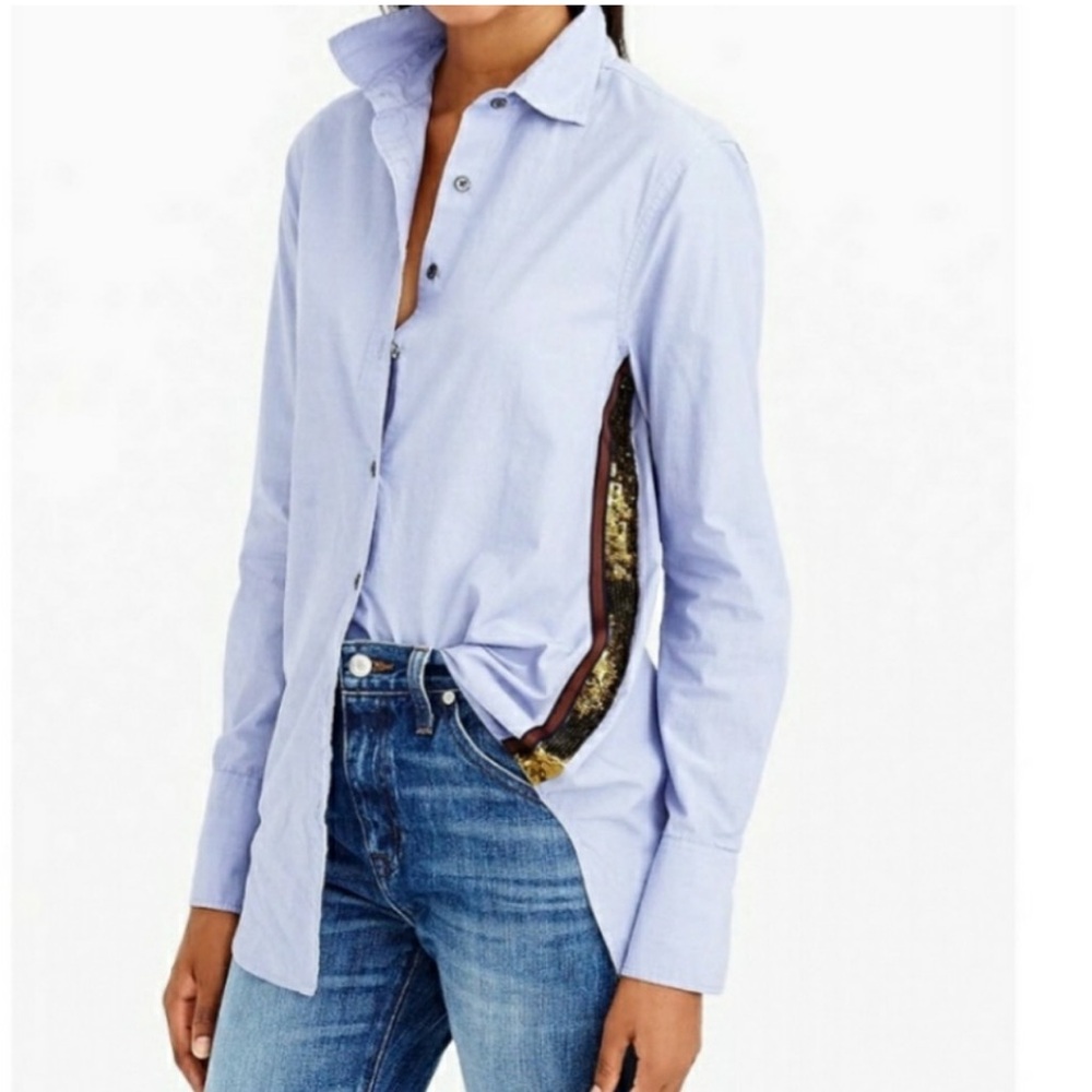 Jcrew Side Sequin Button Down Shirt - image 1